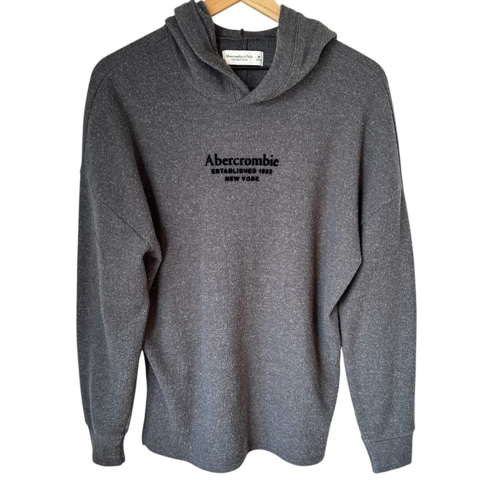 Abercrombie and Fitch Soft A&F Cozy Gray Knit Hoodie Tunic Women’s Size Medium